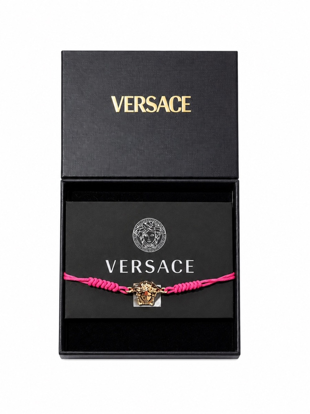 Versace Medusa Head Medallion Gold and Pink Women's Adjustable Bracelet NWT